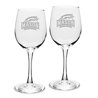 George Mason Patriots 12oz. 2-Piece Traditional White Wine Glass Set