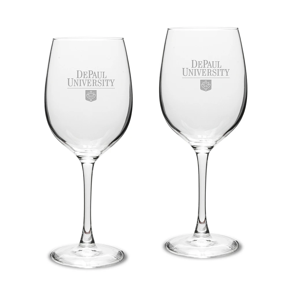 DePaul Blue Demons 16oz. 2-Piece Traditional White Wine Glass Set