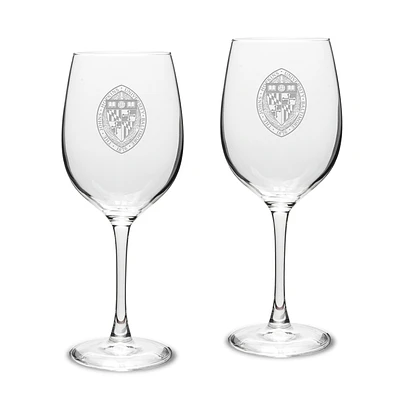 Johns Hopkins Blue Jays Team 16oz. 2-Piece Traditional White Wine Glass Set