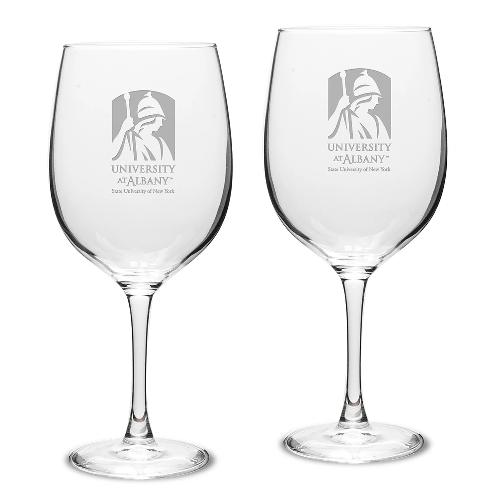 UAlbany Great Danes 19oz. 2-Piece Traditional Robusto Red Wine Table Glass Set
