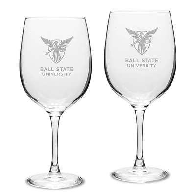 Ball State Cardinals 19oz. 2-Piece Traditional Robusto Red Wine Table Glass Set