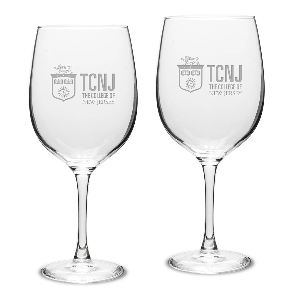 College of New Jersey Lions 19oz. 2-Piece Traditional Robusto Red Wine Table Glass Set