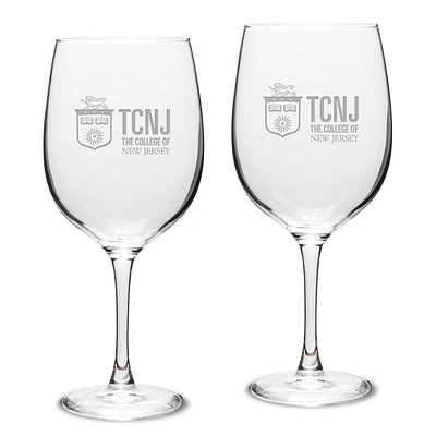College of New Jersey Lions 19oz. 2-Piece Traditional Robusto Red Wine Table Glass Set