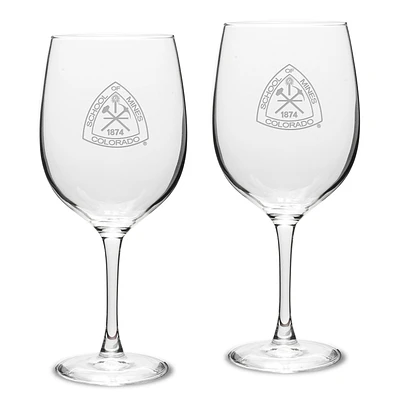 Colorado School of Mines Orediggers 19oz. 2-Piece Traditional Robusto Red Wine Table Glass Set