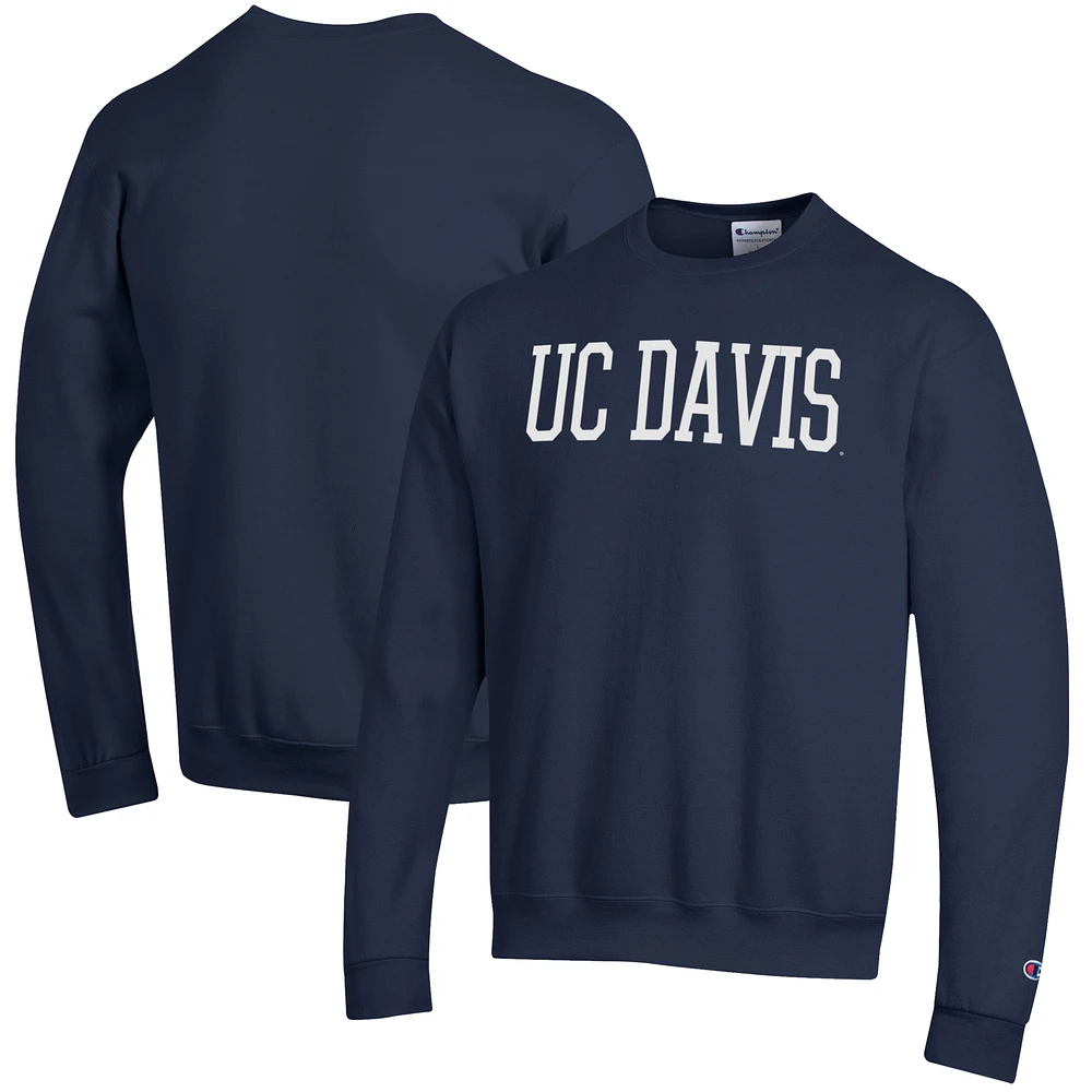 Men's Champion Navy UC Davis Aggies Eco Powerblend Crewneck Pullover Sweatshirt