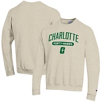 Men's Champion Oatmeal Charlotte 49ers Eco Powerblend Crewneck Pullover Sweatshirt