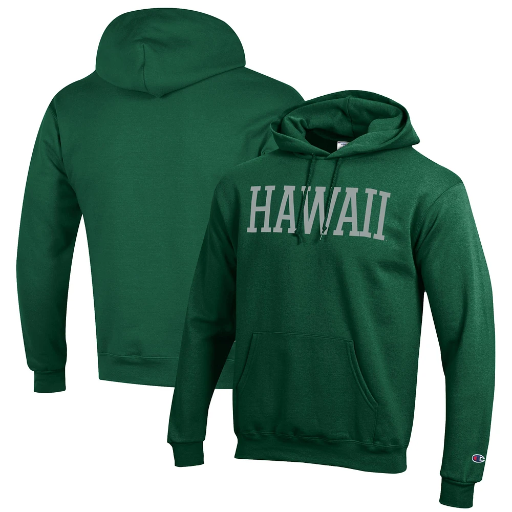 Men's Champion Green Hawaii Warriors Eco Powerblend Pullover Hoodie