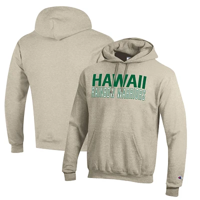 Men's Champion Oatmeal Hawaii Warriors Eco Powerblend Pullover Hoodie