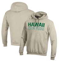 Men's Champion Oatmeal Hawaii Warriors Eco Powerblend Pullover Hoodie