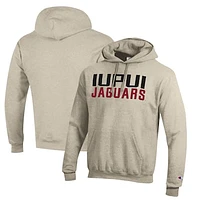 Men's Champion Oatmeal IUPUI Jaguars Eco Powerblend Pullover Hoodie