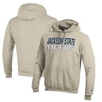 Men's Champion Oatmeal Jackson State Tigers Eco Powerblend Pullover Hoodie