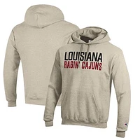 Men's Champion Oatmeal Louisiana Ragin' Cajuns Eco Powerblend Pullover Hoodie