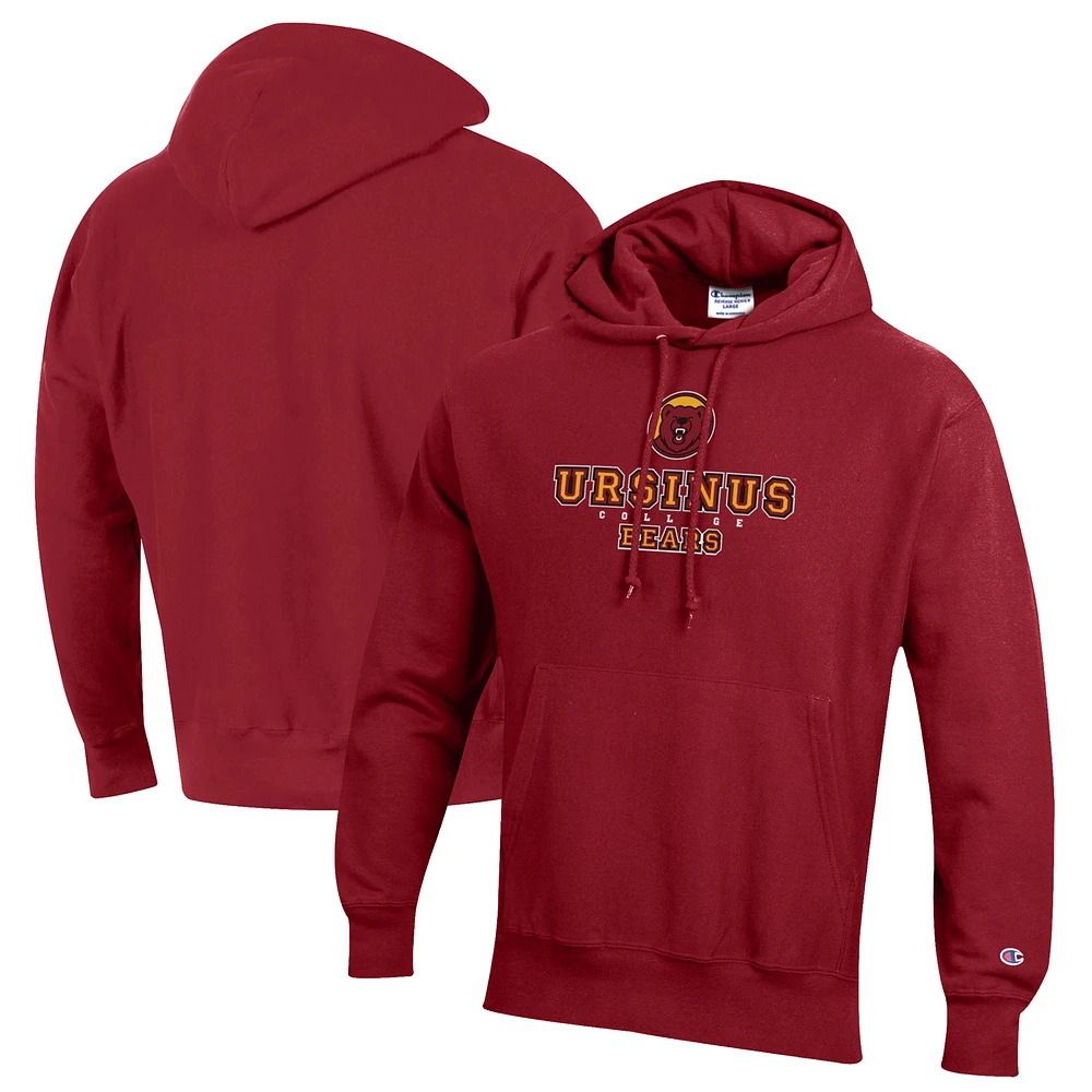 Men's Champion Red Ursinus Bears Reverse Weave Pullover Hoodie