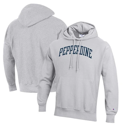 Men's Champion Gray Pepperdine Waves Reverse Weave Pullover Hoodie
