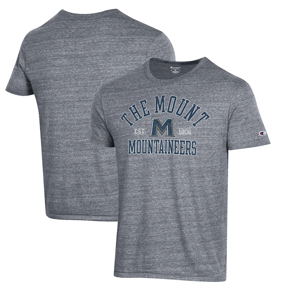 Men's Champion Gray Mount St. Mary's Mountaineers Ultimate Tri-Blend T-Shirt