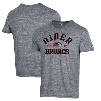 Men's Champion Gray Rider Broncs Ultimate Tri-Blend T-Shirt