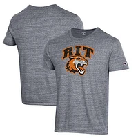 Men's Champion Gray Rochester Institute of Technology Tigers Ultimate Tri-Blend T-Shirt