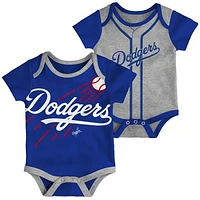 Newborn Royal/Heathered Gray Los Angeles Dodgers Double Two-Pack Bodysuit Set