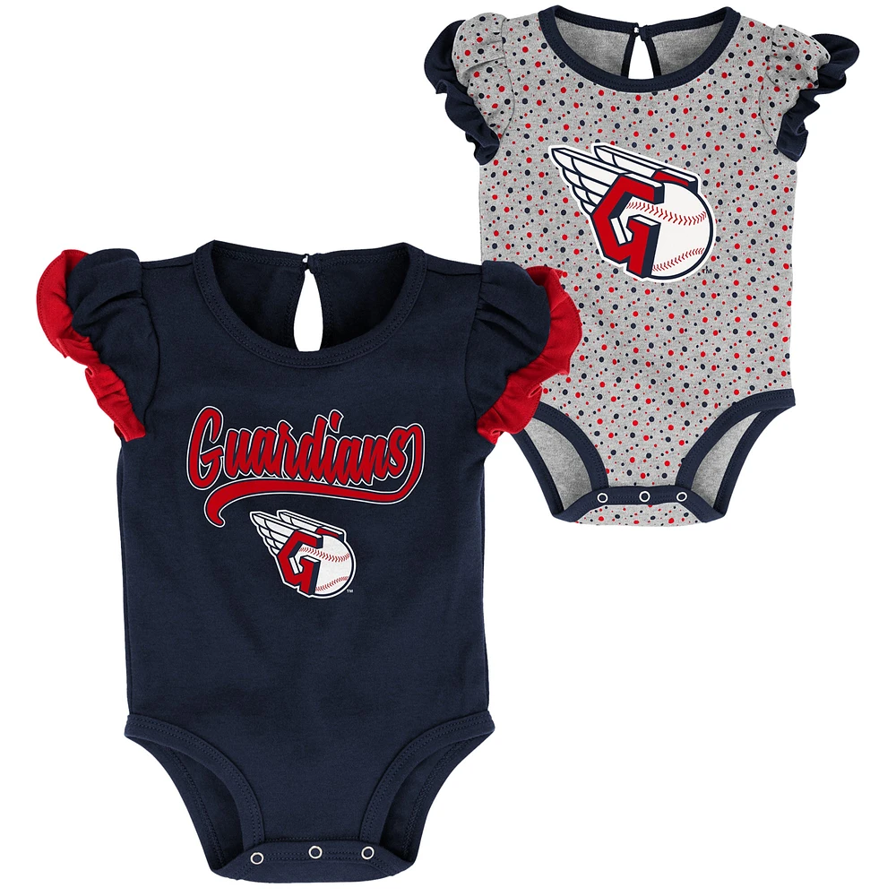 Girls Newborn Navy/Heathered Gray Cleveland Guardians Scream & Shout Two-Pack Bodysuit Set