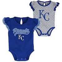 Girls Newborn Royal/Heathered Gray Kansas City Royals Scream & Shout Two-Pack Bodysuit Set