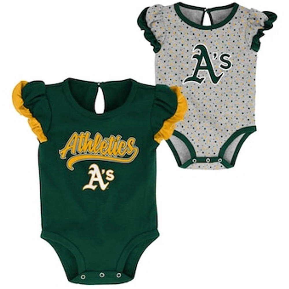 Girls Newborn Green/Heathered Gray Athletics Scream & Shout Two-Pack Bodysuit Set