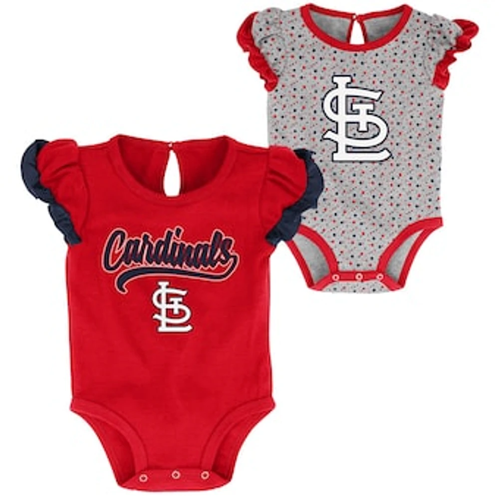 Girls Newborn Red/Heathered Gray St. Louis Cardinals Scream & Shout Two-Pack Bodysuit Set