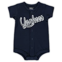 Newborn & Infant Navy New York Yankees Stripe Power Hitter Romper