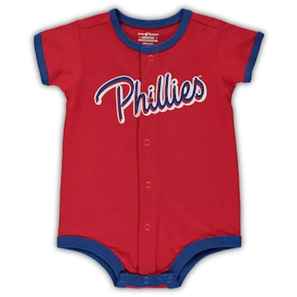 Newborn & Infant Red Philadelphia Phillies Stripe Power Hitter Romper