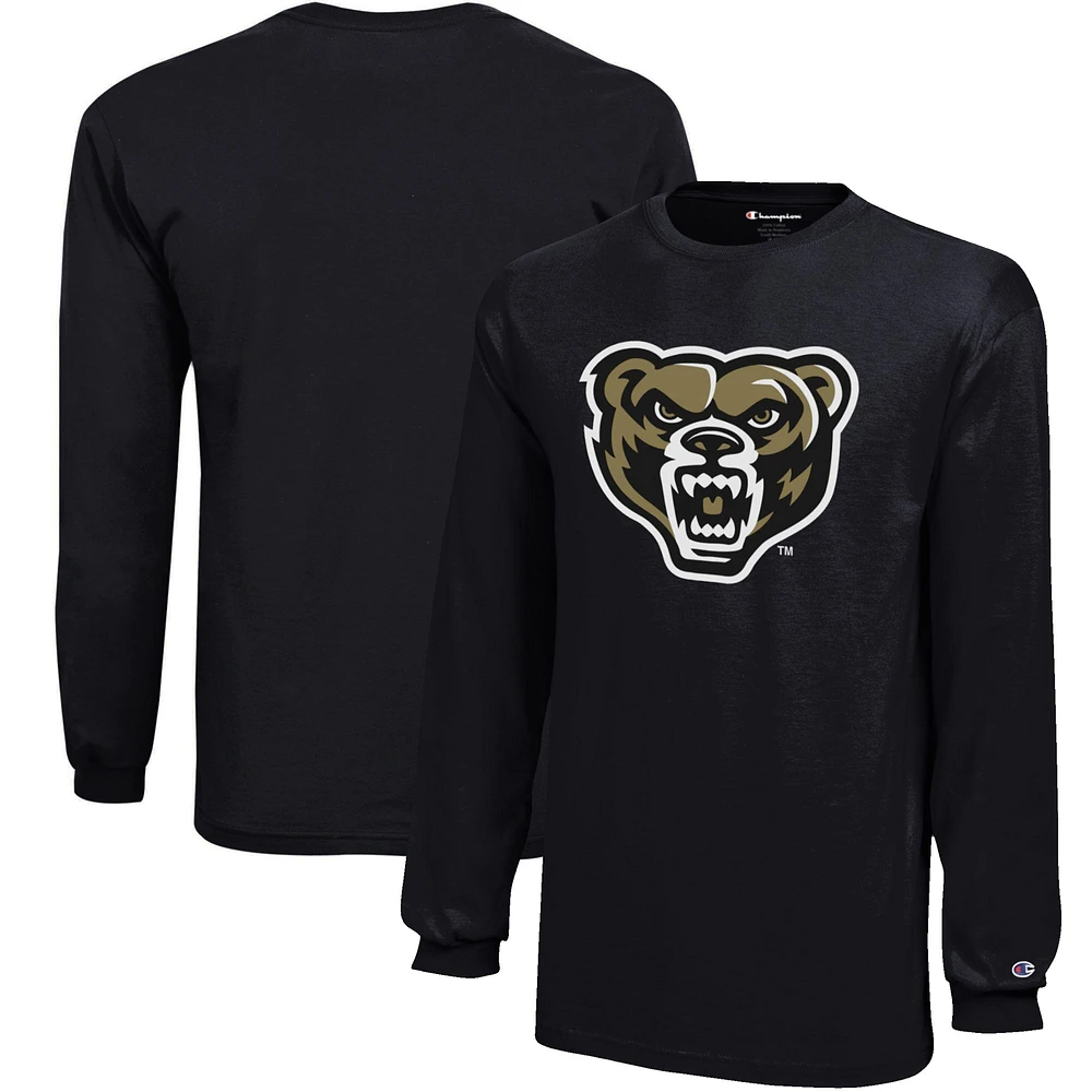 Youth Champion Black Oakland Golden Grizzlies Jersey Long Sleeve T-Shirt