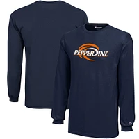 Youth Champion Navy Pepperdine Waves Jersey Long Sleeve T-Shirt