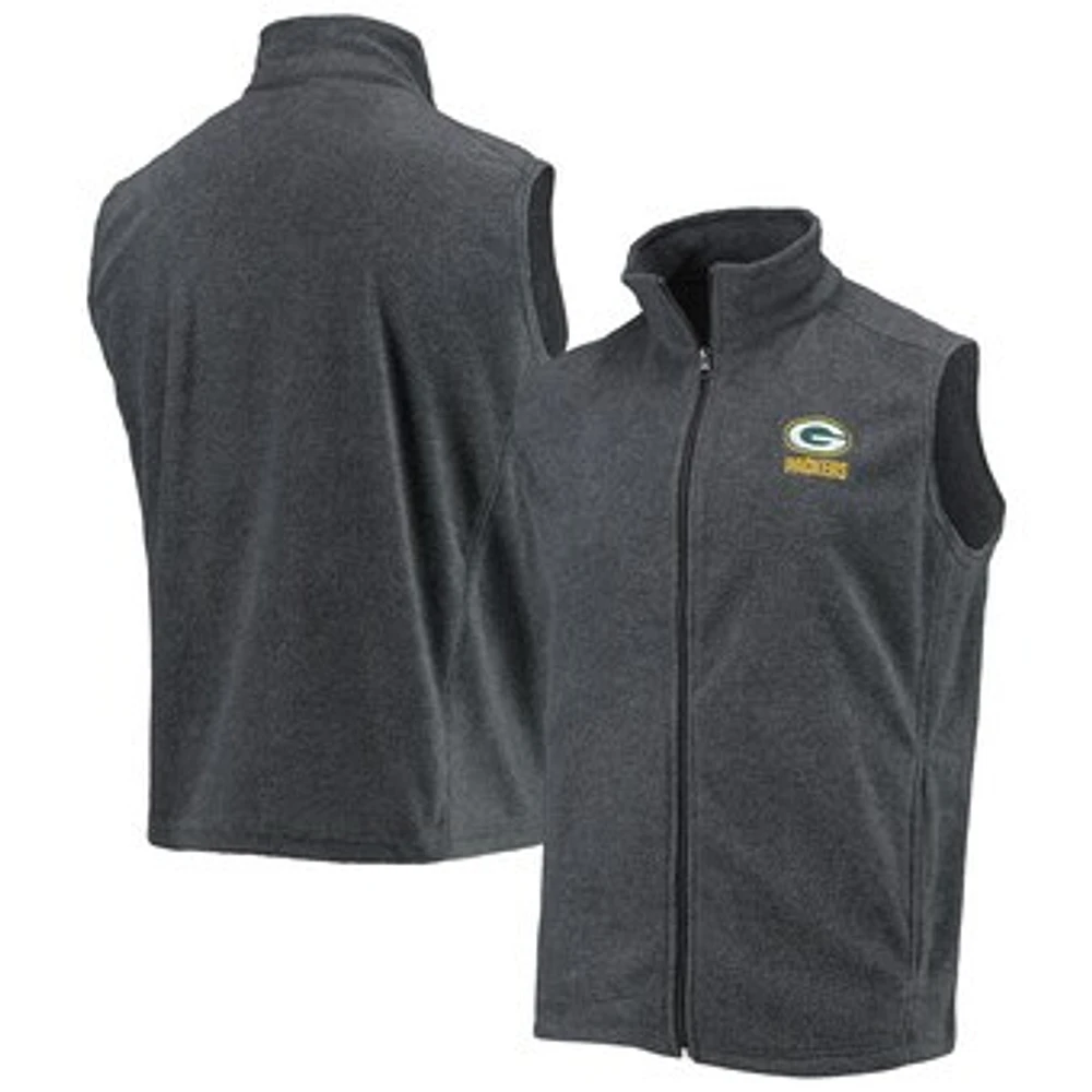 Men's Dunbrooke Gray Green Bay Packers Houston Fleece Full-Zip Vest