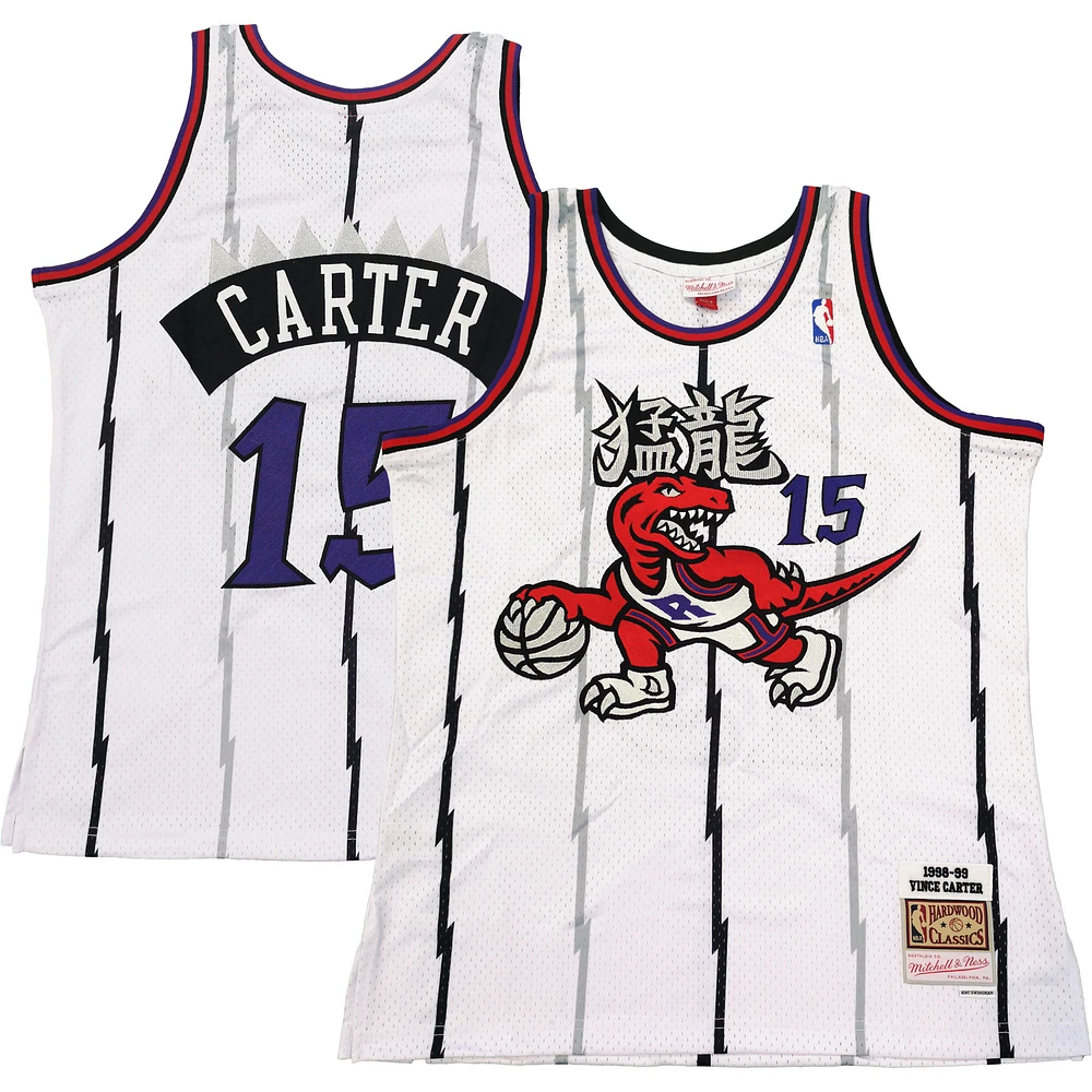 Men's Mitchell & Ness Vince Carter White Toronto Raptors 1998/99 Hardwood Classics Chinese New Year Swingman - Jersey