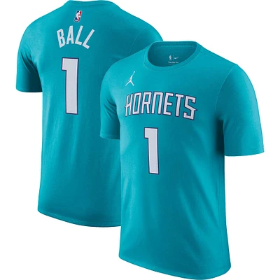 Men's Nike LaMelo Ball Teal Charlotte Hornets Icon 2022/23 Name & Number T-Shirt