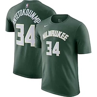 Men's Nike Giannis Antetokounmpo Hunter Green Milwaukee Bucks Icon 2022/23 Name & Number T-Shirt