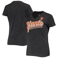 Women's G-III 4Her by Carl Banks Heathered Black San Francisco Giants First Place V-Neck T-Shirt