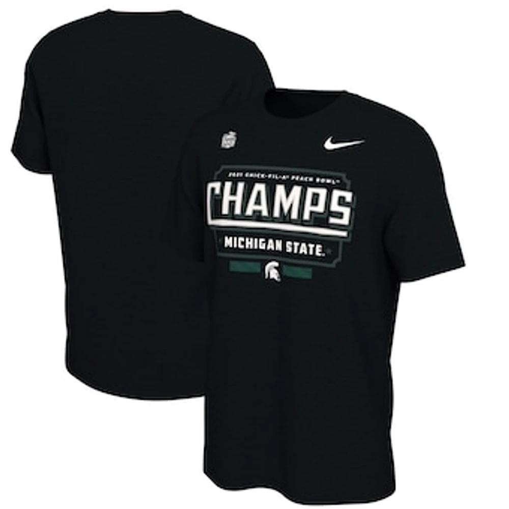 Men's Nike Black Michigan State Spartans 2021 Peach Bowl Champions Locker Room T-Shirt