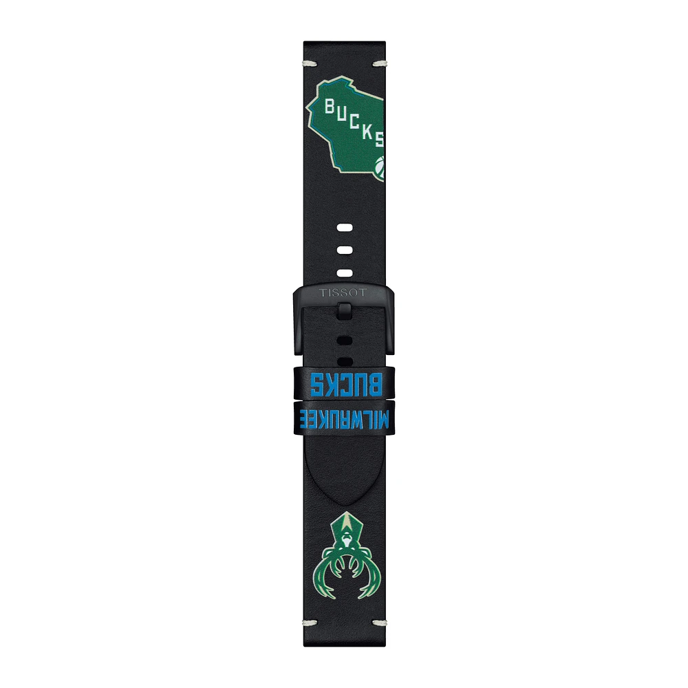 Tissot Black Milwaukee Bucks Official Leather Watch Strap
