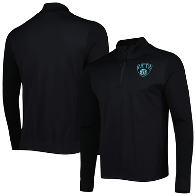 Men's Levelwear Black Brooklyn Nets Nano Engineered Knit Fabric Quarter-Zip Jacket