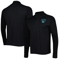 Men's Levelwear Black Brooklyn Nets Nano Engineered Knit Fabric Quarter-Zip Jacket