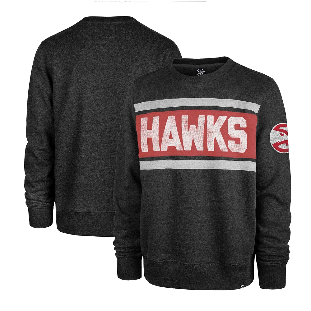 Men's '47 Heather Black Atlanta Hawks Tribeca Emerson Pullover Sweatshirt