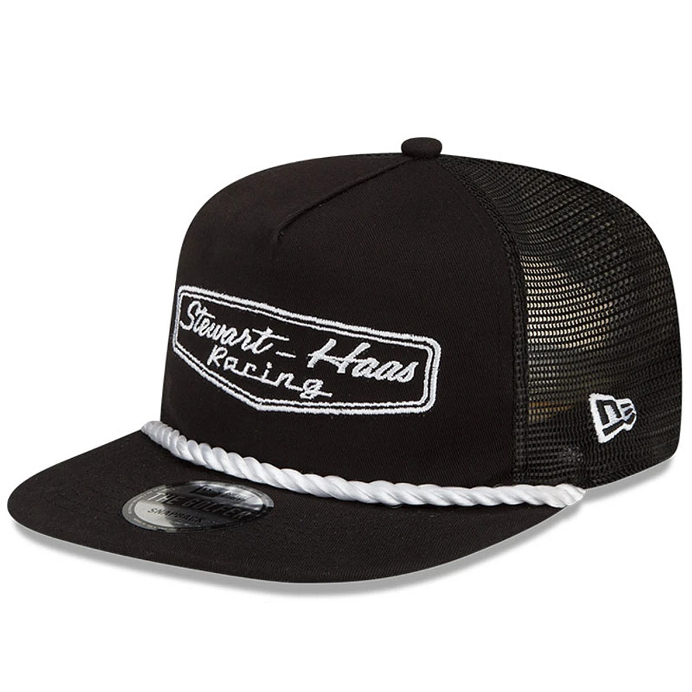 Men's New Era Black Stewart-Haas Racing Golfer Snapback Adjustable Hat