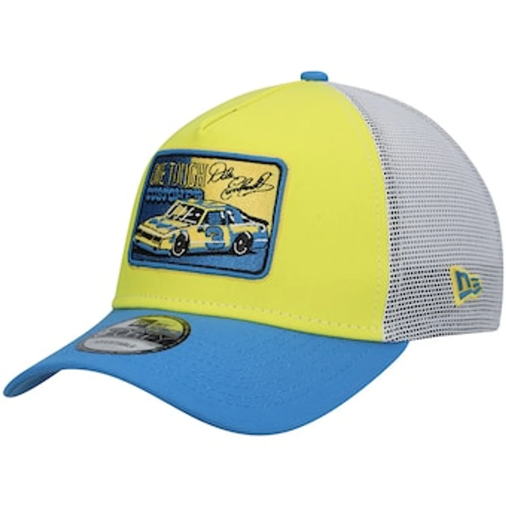 Men's New Era Yellow/Royal Dale Earnhardt Legends 9FORTY A-Frame Trucker Snapback Hat