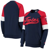 Women's Starter Navy/Red Minnesota Twins Playmaker Raglan Pullover Sweatshirt