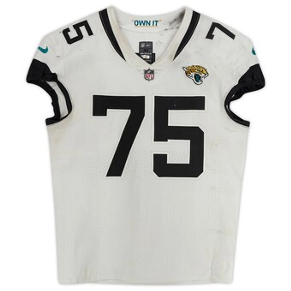 Jawaan Taylor Jacksonville Jaguars Game-Used #75 White Jersey vs. Los Angeles Rams on December 5 2021