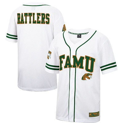 Men's Colosseum White Florida A&M Rattlers Free Spirited Mesh Button-Up Baseball Jersey