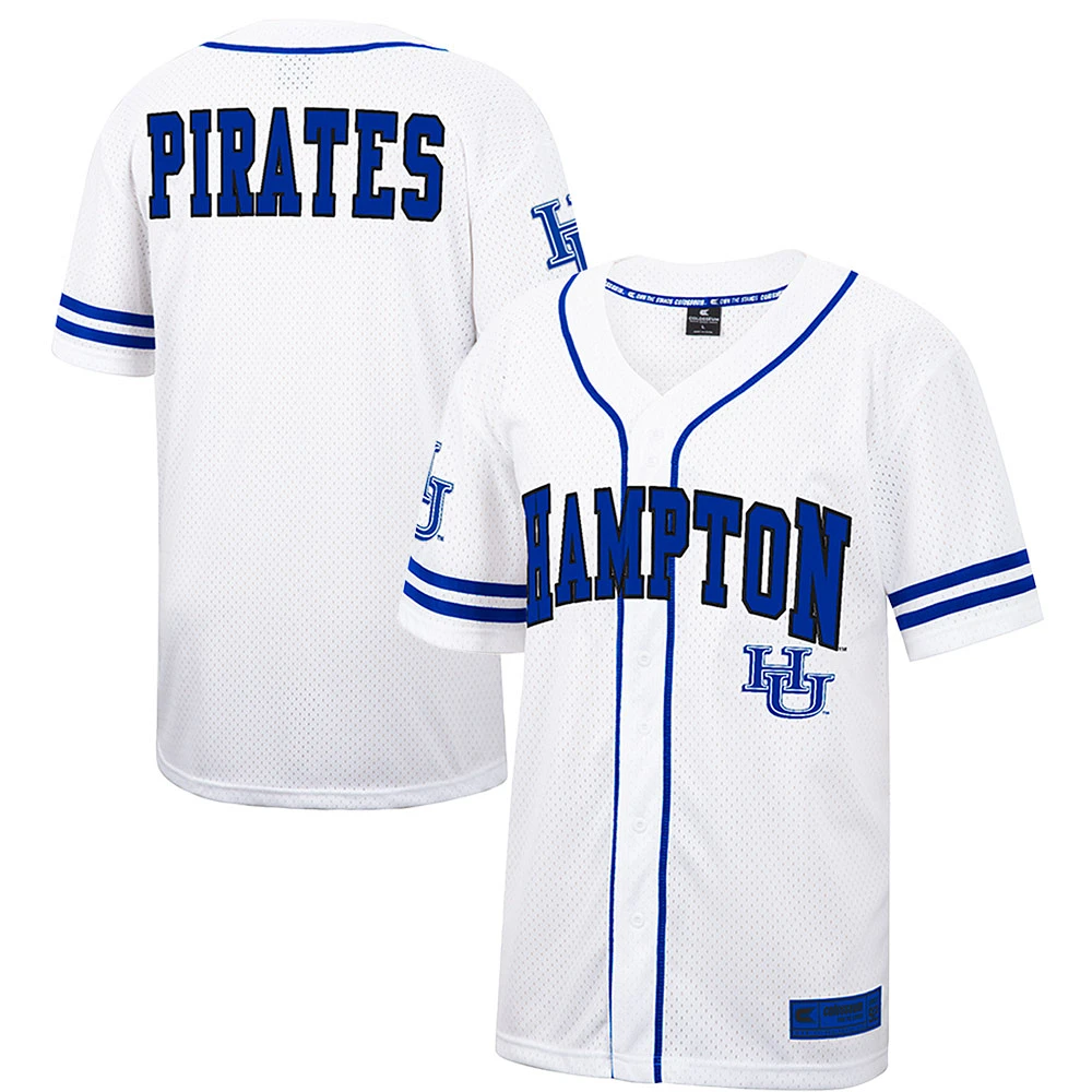 Men's Colosseum White Hampton Pirates Free Spirited Mesh Button-Up Baseball Jersey