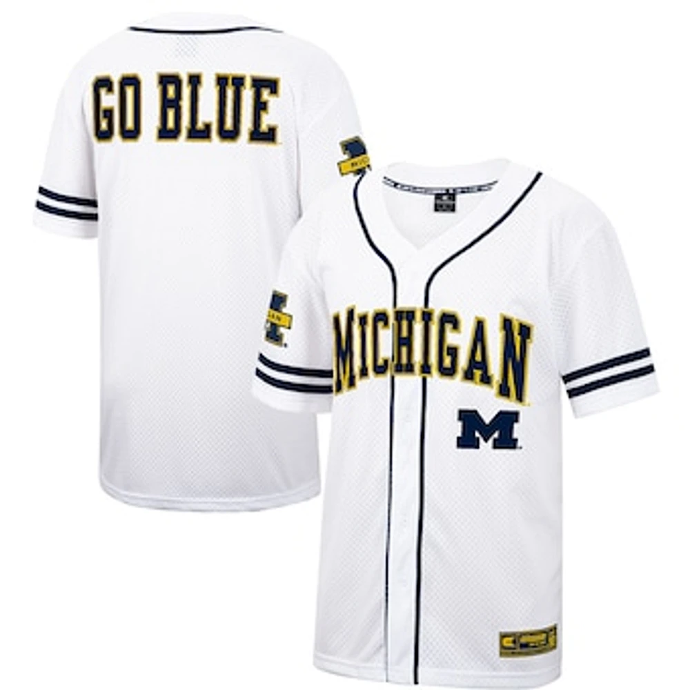 Men's Colosseum Michigan Wolverines Free Spirited Mesh Button-Up Baseball Jersey