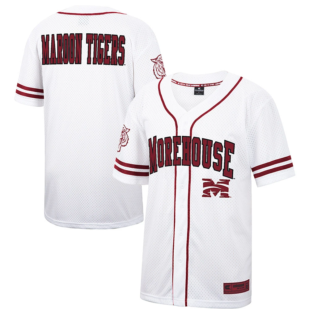 Men's Colosseum Morehouse Maroon Tigers Free Spirited Mesh Button-Up Baseball Jersey