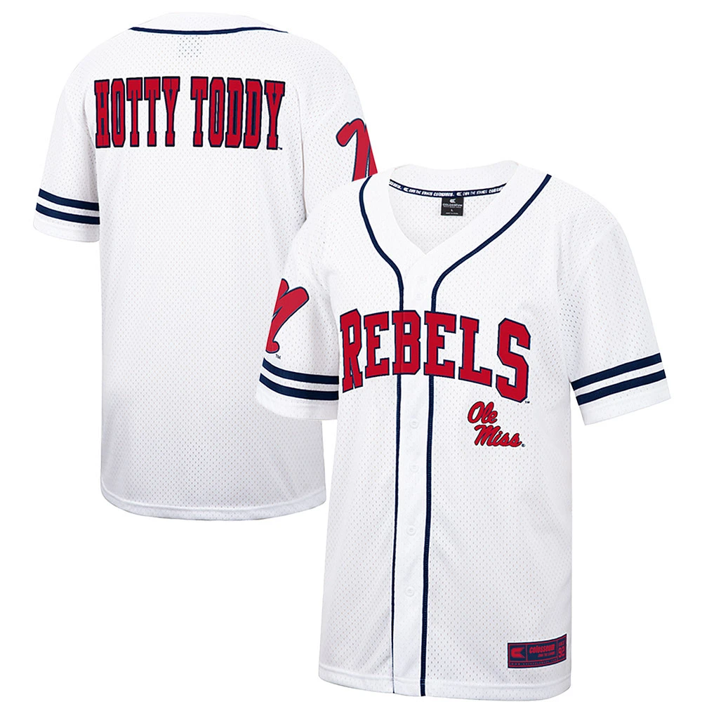 Men's Colosseum White Ole Miss Rebels Free Spirited Mesh Button-Up Baseball Jersey