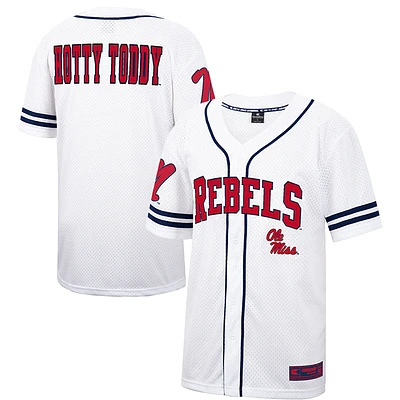 Men's Colosseum White Ole Miss Rebels Free Spirited Mesh Button-Up Baseball Jersey